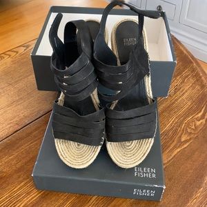 Eileen Fisher wedge espadrille sandals